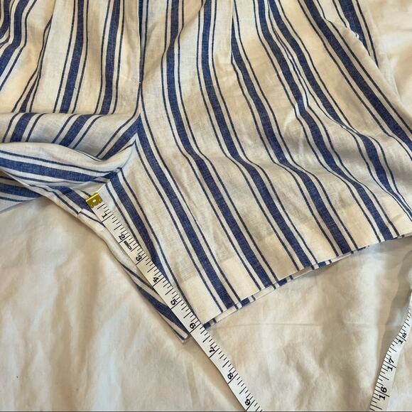 Boden St. Ives Linen Blend Paper Bag Shorts Blue & White Stripes NO BELT size 10 - Picture 7 of 13